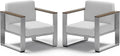 ComfCove 2 Pieces Outdoor Aluminum Armchair, Modern Patio Patio Furniture with Wide Seat and Thick Cushions, All-Weather Oversized Couch for Deck, Porch