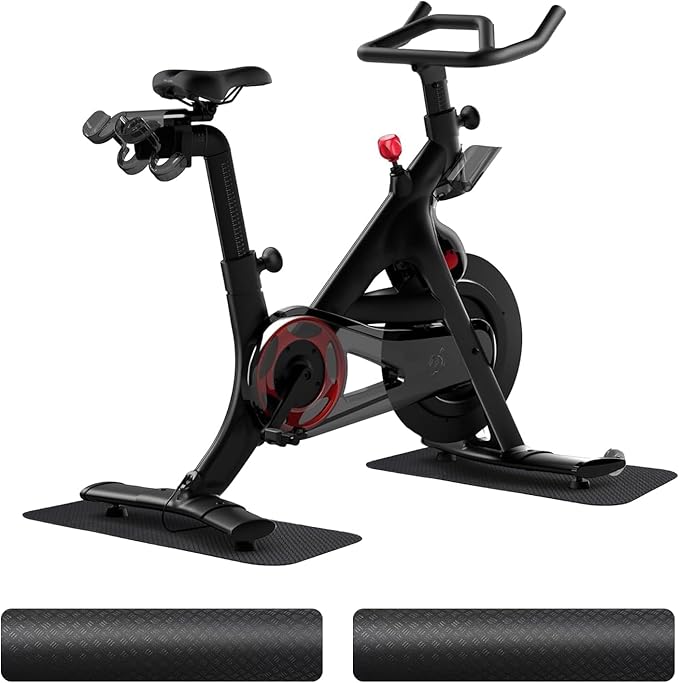 2PCS Bike/Rowing Machine Mat for Carpet Floors, Compatible with Peloton/Yosuda, Bike Mat for Hardwood Floors, Mat for Under Bike on Carpet, Indoor Stationary Bike mat,Cycling, Noise Shock Absorption