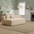 EPOFIT 1-Seater Teddy Fleece Modular Sofa Chair, Low-Profile Floor Seat with Wide Cushion and All-Foam Support, Left-Facing Design, Compressed Packaging – Beige