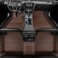 TAHALI Custom Colors Car Floor Mats Black Pink for 99.9% Sedan SUV Sports， All-Weather Liners Car Floor mat，Luxury Leather Automotive Floor Mats (Brown Stripe,3D Floor Mats)