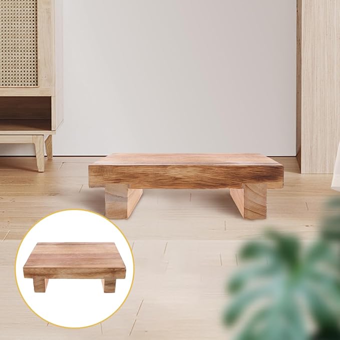 PRETYZOOM Wooden Step Stool for Adults 7 Inch Height Compact Footrest Stool for Elderly Bedside Use Home Office Entryway
