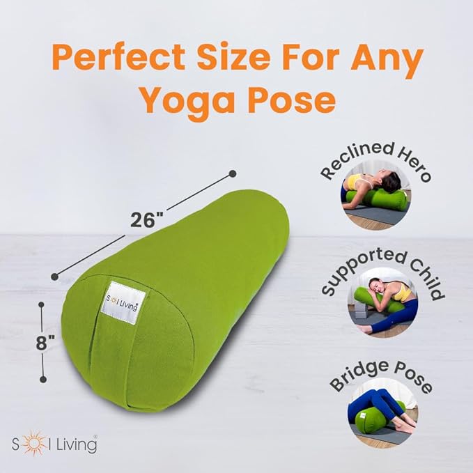 Sol Living Yoga Bolster Pillow Rectangular Meditation Cushion Cotton Meditation Accessories for Restorative Yoga Meditation Pillow Yoga Pillow Firm Body Pillow Bolster Pillow for Legs Removable Cover