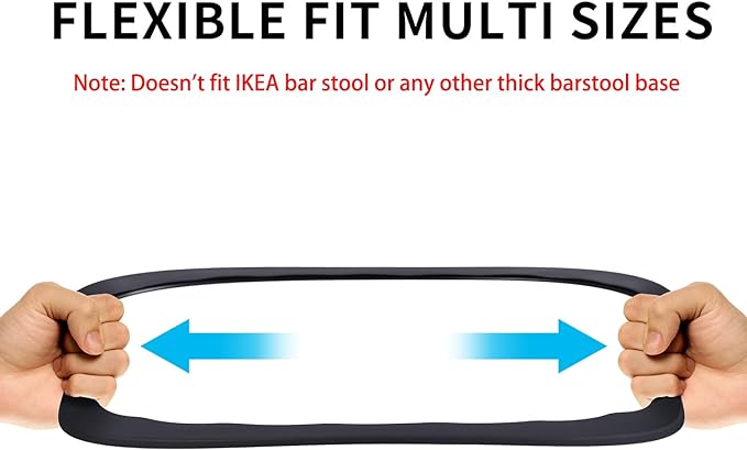 2 Pack Bar Stools Leg Protectors Ring, Non Slip Silicone Chair Leg Floor Protector, Pads Bottom Protect Wooden Floor No Scratches No Noise Anti-Slip, Stretchable Fits 14.5" to 16.5" Chair Base, Black