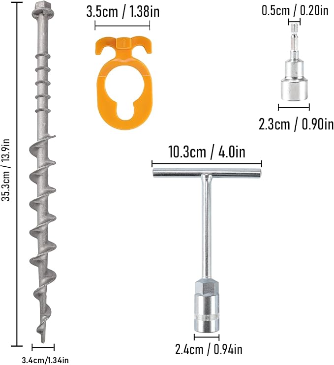 Keltrion 12 PCS Screw in Tent Stakes for Women Men - Ground Anchors for Sand, Canopy, Trampolines, Camping Aluminium Heavy Duty Rust Prevention Pegs Drillable Lightweight Safe - Silvery 14 inch