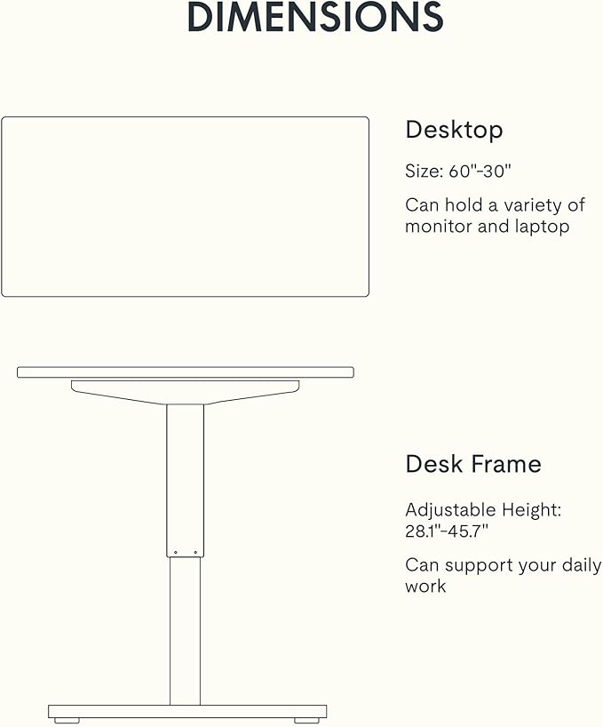 FLEXISPOT Bamboo Electric Standing Desk with Elegant Oval Legs, 60"x30" Height Adjustable Desk for Home Office & Living Spaces, White Frame