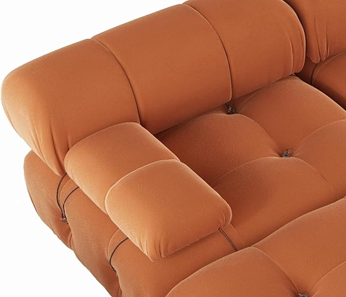 JACH U-Shaped Modular Sectional Couch, 138"" Minimalist Velvet Sofas, Convertible Couches, Mid-Century Modern Sectional Sofa with Chaise Ottomans for Living Room Apartment (Orange), 105OR-U-U