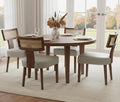 RIVOVA Modern Dining Chairs, Set of 4 - Rattan Back, Pu Leather Upholstered, Kitchen Chairs with Solid Wood Frame, Grey