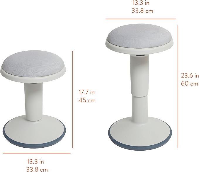 Adjustable Wobble Stool with Cushion, Flexible Seating, Light Grey