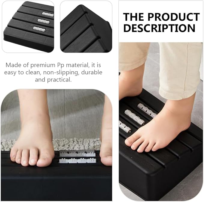 Ergonomic Office Foot Rest with Roller Massager Non-Slip Under Desk Footstool for Home and Work Pedal for Adults and Compact Black Footrest for Relief and Comfort