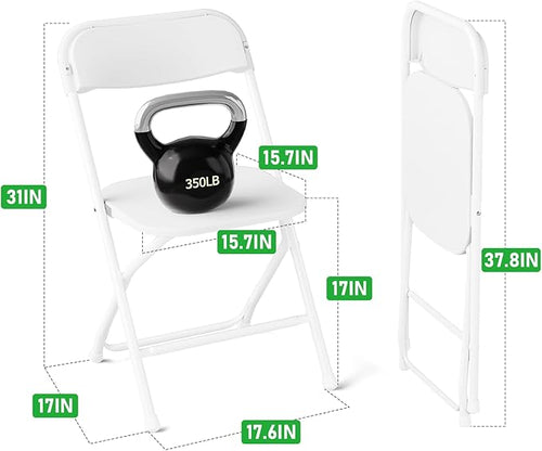 20 Pack Folding Chairs,Heavy Duty Plastic Stackable Chairs for Indoor Outdoor Use,350lb Capacity Portable Event Chairs with Steel Frame, Wedding,Party,Office,Dining (No Assembly Required)