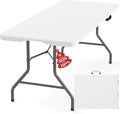 Fenbeli Upgraded 18% Thickened Folding Table 6ft Made of HDPE Plastic, Heavy Duty (25lb), Stable Thicker Legs, Dining Indoor Outdoor for Camping, Picnic and Party, White