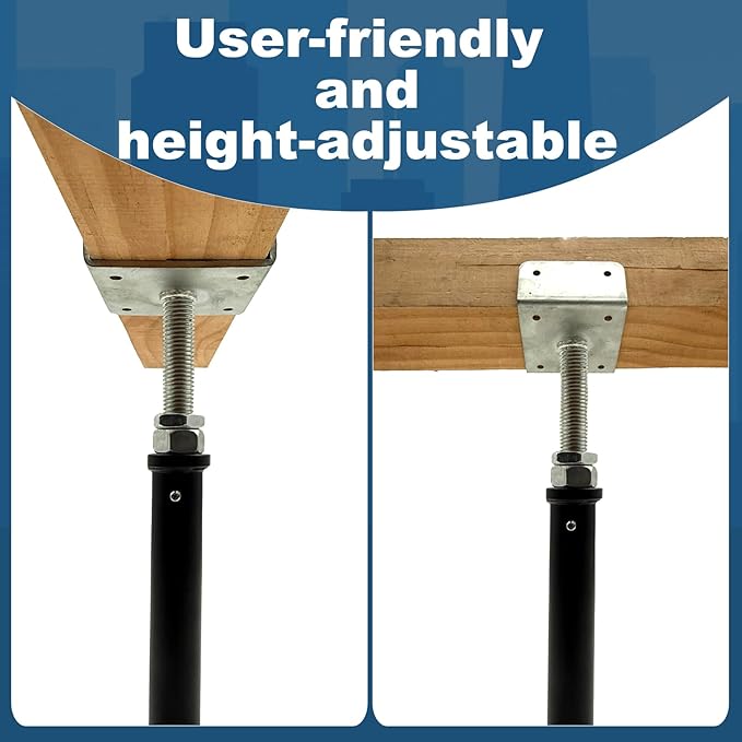 YXGJDP 4 Pack U-Shaped Floor Jack - Adjustable Steel Beam Support for 4x2, 4x4, 4x6 Joists Heavy Duty Screw Jack with U-Head Telepost & House Jack.11-14.5 Inch Adjustment Range.
