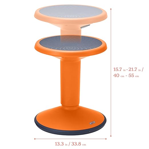 ECR4Kids SitWell Wobble Stool, Adjustable Height, Active Seating, Orange