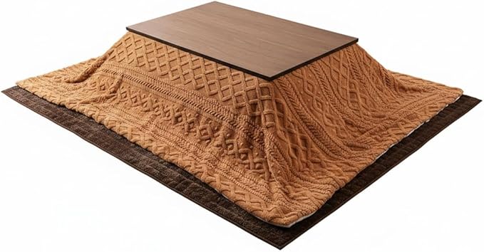 パレットライフ Palette Life Kotatsu Futon, 3D Pattern Jacquard Boa, 74.8 x 94.5 inches (190 x 240 cm), Rectangular Caramel