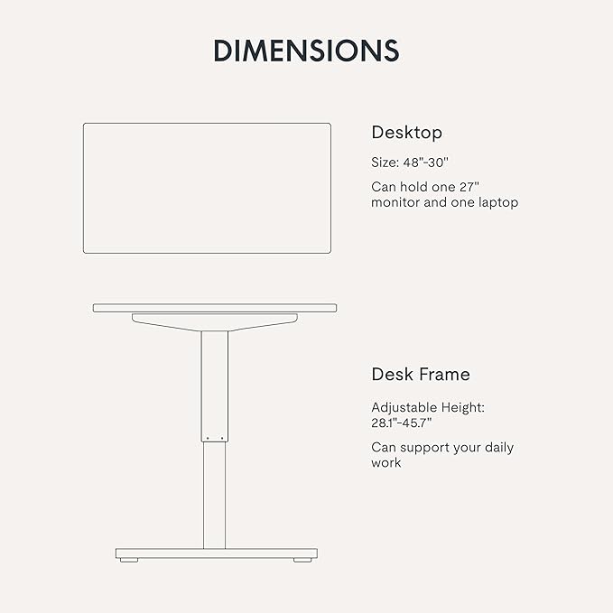 FLEXISPOT EN1 One-Piece Standing Desk, 48 x 30 Inches Electric Height Adjustable Desk for Home Office and Workstation (White Frame + Rustic Brown Top, 2 Packages)