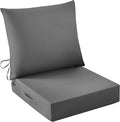 Outdoor Seat Cushion Set, Waterproof & Fade Resistant Patio Chair Cushions, Outdoors Cushion for Patio Furniture, 24 x 24 x 5.75 Inch, Outdoor Couch Cushions with Handle and Ties, Grey