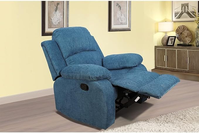 AYCP Microfiber Living Room Furniture Set Reclining Sofa Set Loveseat Furniture Sets in Living Room Sofa Recliners (Chair, Blue Microfiber)