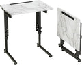 Fleecy day TV Tray, Folding TV Dinner Table, Adjustable Small C-Shaped End Tray for Eating, Foldable Slide Under Couch Side Table for Recliner, Living Room, Bedroom,No Assembly Required(White Marble)
