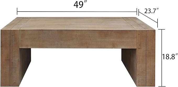49" Rustic Wood Coffee Table,Modern Farmhouse Rectangular Table for Living Room
