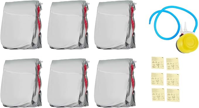 DYRABREST 6 Pcs Bean Bag Chairs for Adults, Inflatable Chairs with Foot Pump, Red Folding Blow Up Couch, Flocking Portable Lazy Sofa for Movie Night, Living Room, Camping, 220lbs Load Capacity