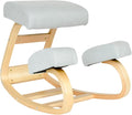 Sleekform Ergonomic Kneeling Chair - Home Office Rocking Desk Ergonomic Stool for Active Sitting, Posture Corrector Chair for Office and Home - (Blue Fabric Cushions) Natural Birch Wood