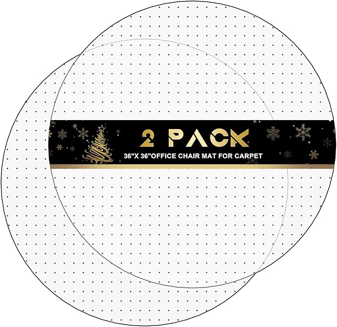 PVC Chair Mat for Carpet, Computer Desk Floor Protector, Rolling Chair Pad, 36 x 36 Inch, 2 Pack