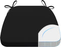 AAAAAcessories D-Shaped Chair Cushions, 2" Thick Dining Chair Pads with Ties and Removable, Machine-Washable Cover, 17" x 16", Black