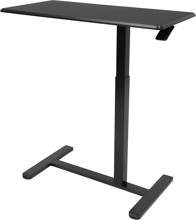 Mount-It! Overbed Table with Wheels, Adjustable Height Bedside Table for Hospital & Home, Over The Bed Laptop Desk, Rolling Hospital Bed Table for Eating, Working, or Recovery (Black)