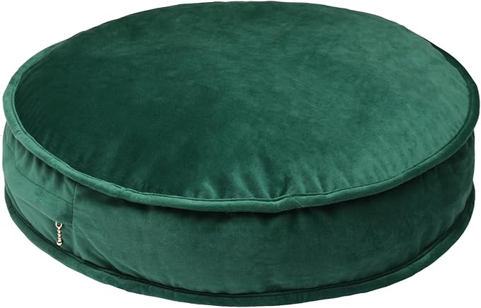 YIUOR Round Floor Pillow Cover Velvet Throw Seating Pouf Yoga Meditation Cushion Plush Case Reading Room Decor Cover Only (19.7IN, Green)