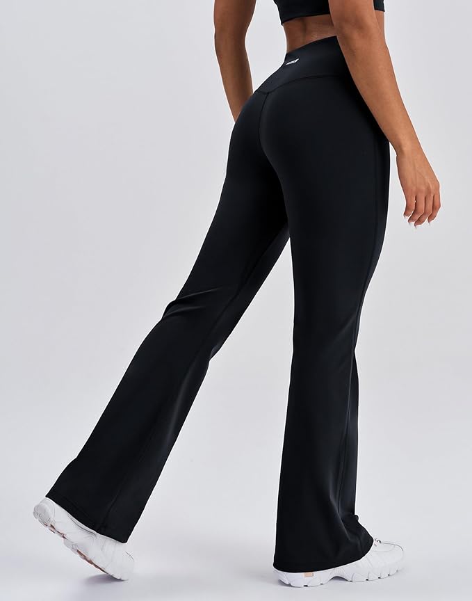 K-Swiss Flare Leggings for Women 32" - High Waist Wide Leg Bell Bottom Bootcut Yoga Pants for Casual Lounge