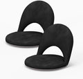 2Pcs Floor Chair, 5-Position Foldable Floor Chair for Kids with Adjustable Back, Soft Sponge & Velvetean Cover, for Adults and Kids, Indoor Outdoor Use, Meditation, Gaming, Camping(Black)