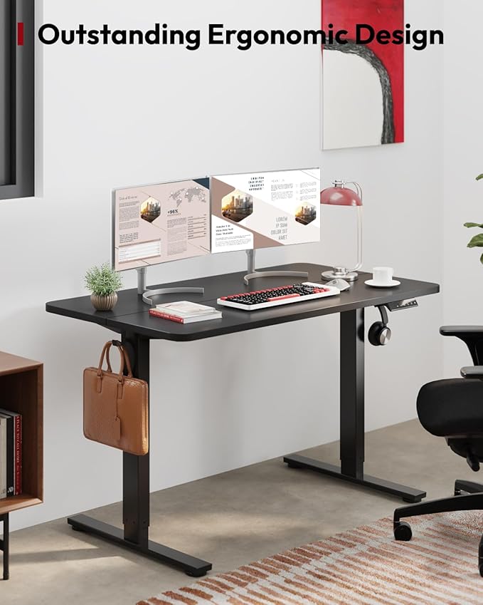 SANODESK Standing Desk Height Adjustable Electric Stand up Desk 40x24 Inches Sit Stand Home Office with Splice Board, Black Frame/Black Top
