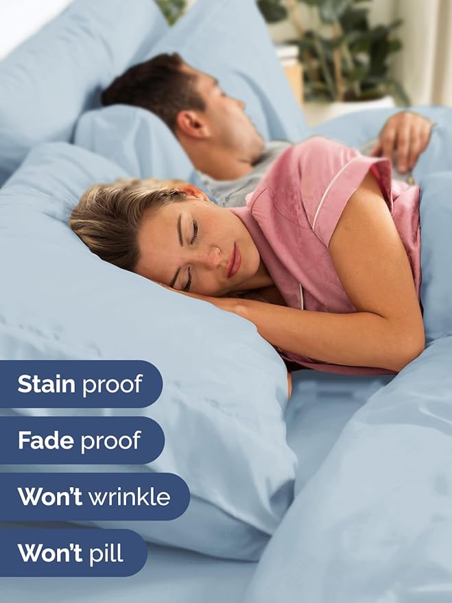Extra Deep Pocket Twin Sheets - 3 Piece Breathable & Cooling Bed Sheets - Hotel Luxury Bed Sheet Set - Soft, Wrinkle Free & Comfy - Easily Fits Extra Deep Mattresses - Deep Pocket Sky Blue Sheets Set