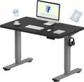 FLEXISPOT EN1 One-Piece Adjustable Desk 40 x 24 Inches Stand Up Desk Workstation Electric Standing Desk with Seamless Desktop (Silver Frame + 40 inches Black Top, 2 Packages)
