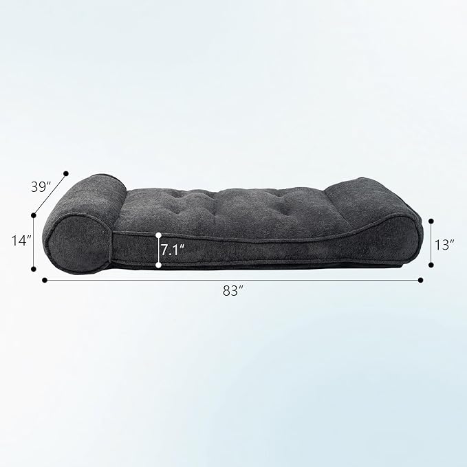 Dineli 83'' Lazy Floor Lounger Meditation & Yoga Chair Couch Recliner Sofa Bed Floor Seat for Adults Indoor Reclining Chairs Bed Comfy Chair Couch for Bedroom Living Room, Black