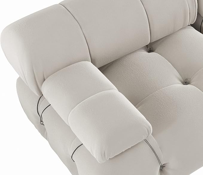 JACH Modular Sectional Couch, Modern Deep 3-Seat Couches, 104'' Minimalist Teddy Velvet Sectional Sofas, Convertible Sleeper Soft Sofa for Living Room Apartment (Beige)