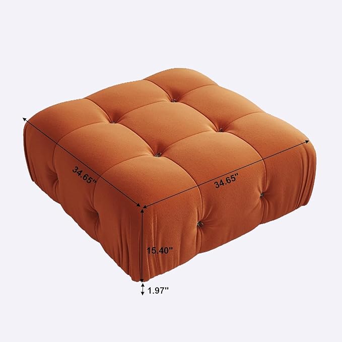 JACH Modern Ottoman Module for Living Room, Cushion Covers Removable, Minimalist Comfy Breathable Ottoman for Living Room Apartment (Orange)