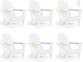 Folding Adirondack Chairs Set 6- Plastic Adirondack Chairs with Cup Holder, Weather Resistant for Outdoor, Patio, Lawn, Garden, Backyard Deck, Fire Pit - White