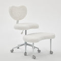 Meditation Chair with Wheels, Ergonomic Criss Cross Chair, Adjustable ADHD Floor Sitting Chair, Swivel Cross Legged Office Chair with High Back, Kneeling Posture Chair, Plush Faux Fur Fabric（Beige）