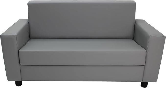 Factory Direct Partners SoftScape Inspired Playtime Classic Reading Sofa, Children's Commercial-Grade Upholstered Furniture for Home, Daycare, Preschool, Library; Comfy Modern Design - Grey, 14473-GY