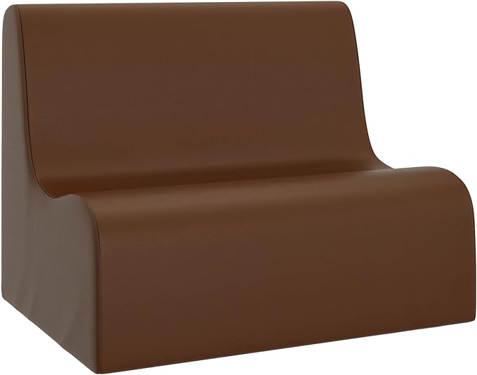 Children's Factory Medium Contour Sofa, Mix-and-Match Kids Chairs, Sofas, Corner Ottomans and Cubes, Foam-Filled and Water-Resistant, Flexible Seating for Classroom Elementary, Walnut Kids Couch