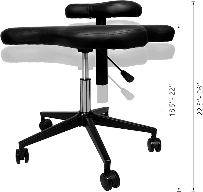 Ergonomic Cross-Legged kneeing Chair, 360° Swivel Meditation Seat for Office Home, Height Adjustable Posture Corrective Seat with Wheels, Criss Cross Yoga Chair for Reducing Back Pain (Black)