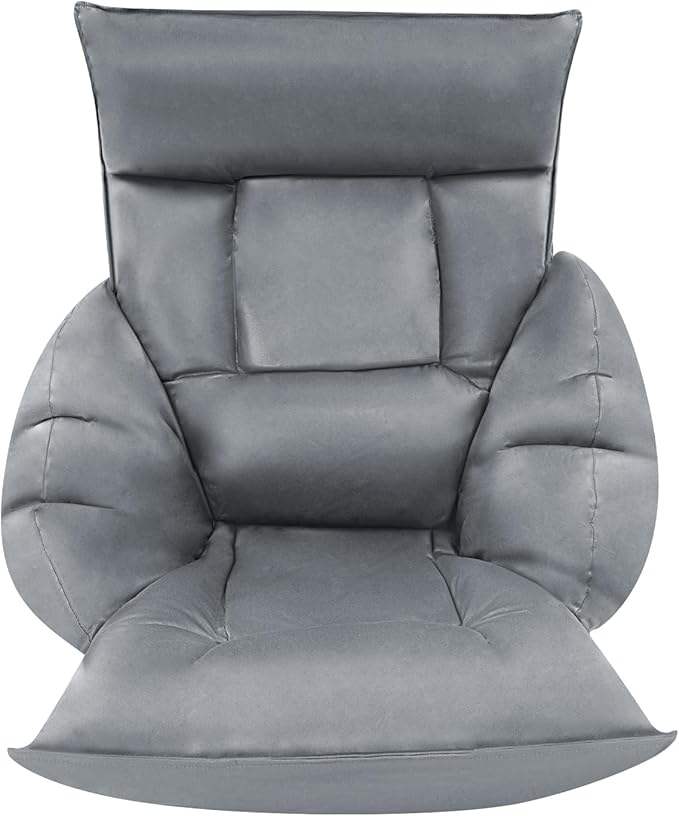 Foldable Floor Lazy Sofa, Adjustable Lazy Sofa Floor Chair with 5-Position Headrest, Grey Ergonomic Foldable Floor Seating with Armrests and Lumbar Support, for Living Room, Bedroom, Office