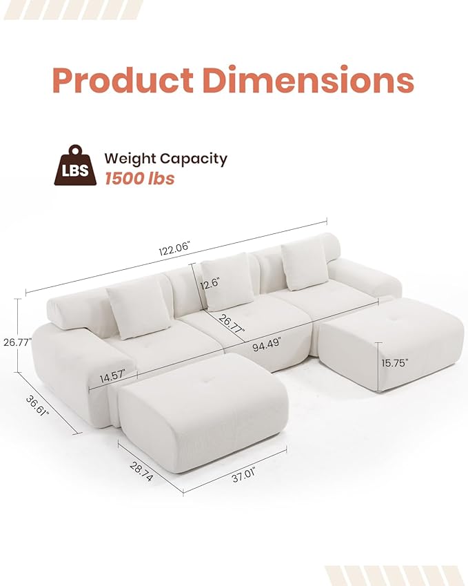 MastonHome Soft Boneless Lounge Couch for Apartment Living, Ideal for Renters & Small Homes, Casual Seating for Relaxing in Living Rooms