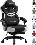 GTPLAYER Gaming Chair, Computer Chair with Footrest and Lumbar Support for Adults, 360°-Swivel Big & Tall Reclining Seat for Office or Gaming (Black&White)