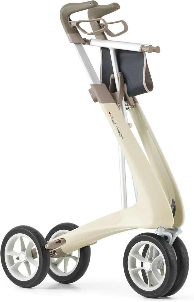 byACRE Carbon Ultralight Rollator Walker - 10.6 lbs Adult Walkers with 4 Wheels and Seat - Lightweight Seated Walkers with Wheels - Foldable Rolling Walker with Seat - Walker for Adults
