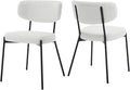 KCC Boucle Dining Chairs Set of 2, Modern Mid-Century Upholstered Stylish Kitchen Chairs Sherpa Accent Diner Chairs with Metal Legs and Curved Back for Kitchen, Dining Room(White)