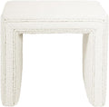HomePop Modern Channel Tufted Ottoman|Homepop Home Décor|Ottoman for Living Room & Bedroom - Cream Boucle