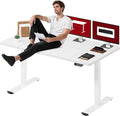 SANODESK Standing Desk Height Adjustable Electric Stand up Desk 71x32 Inches Sit Stand Home Office with Splice Board, White Frame/White Top