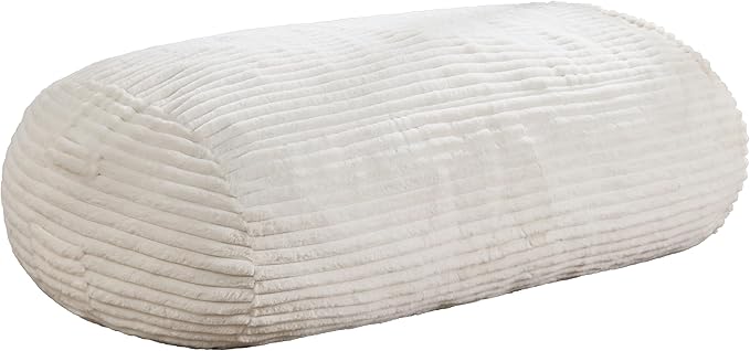 Hobestluk 5FT Bean Bag Chairs Adult Bean Bag with Portable Handle Comfy Large Bean Bag Lounge Chair with Removable Cover for Living Room Bedroom (Stripe White, 5FT)
